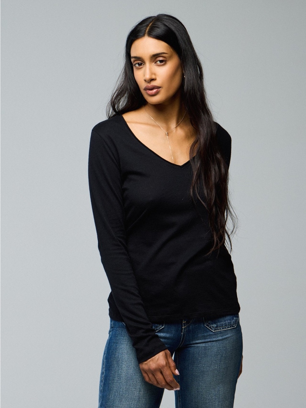 Majestic Filatures Black Deluxe Cotton Cashmere T-Shirt Top Sz Large